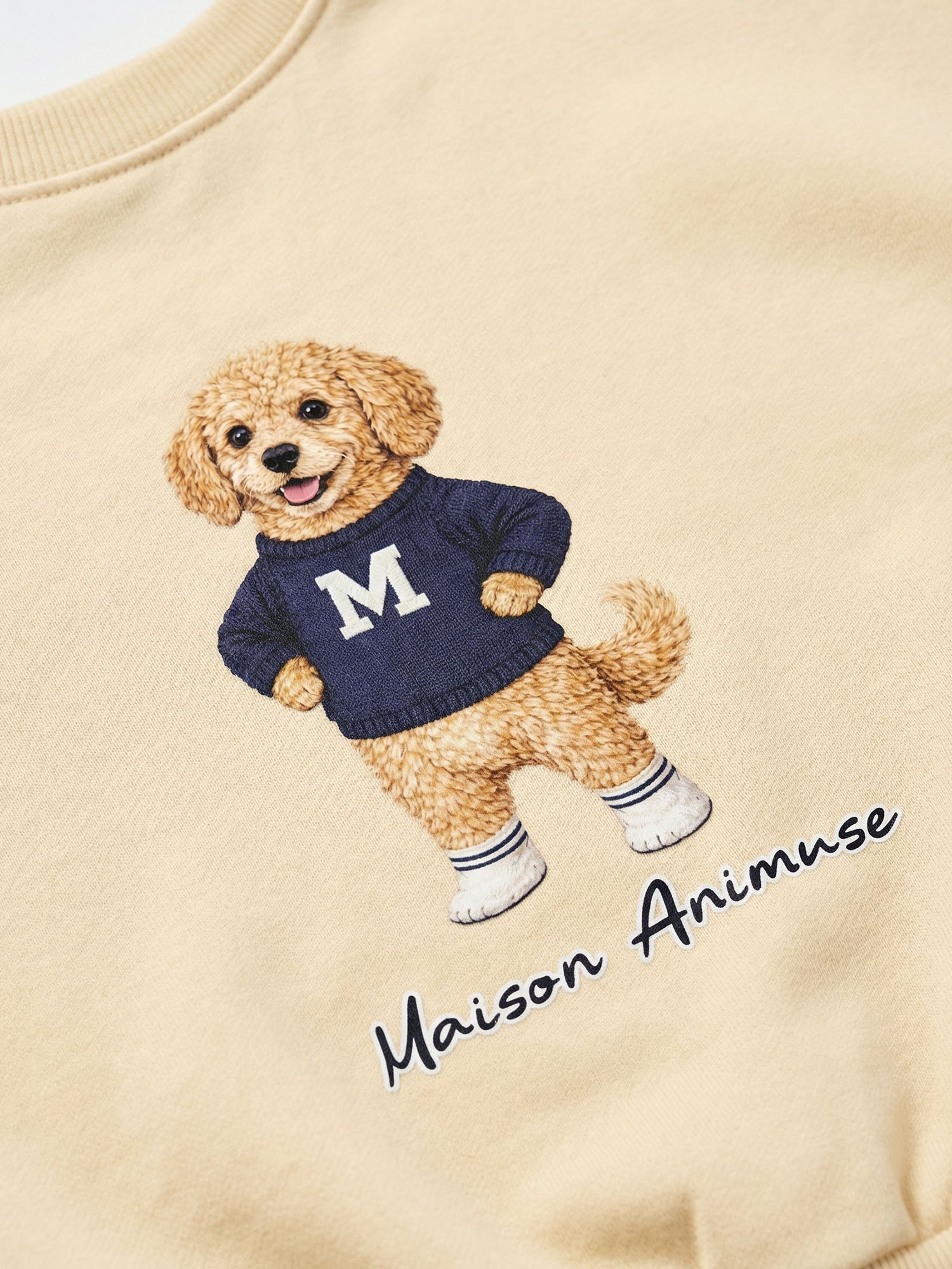 Womens Cotton Blend Cropped Crewneck Sweatshirt - Goldendoodle