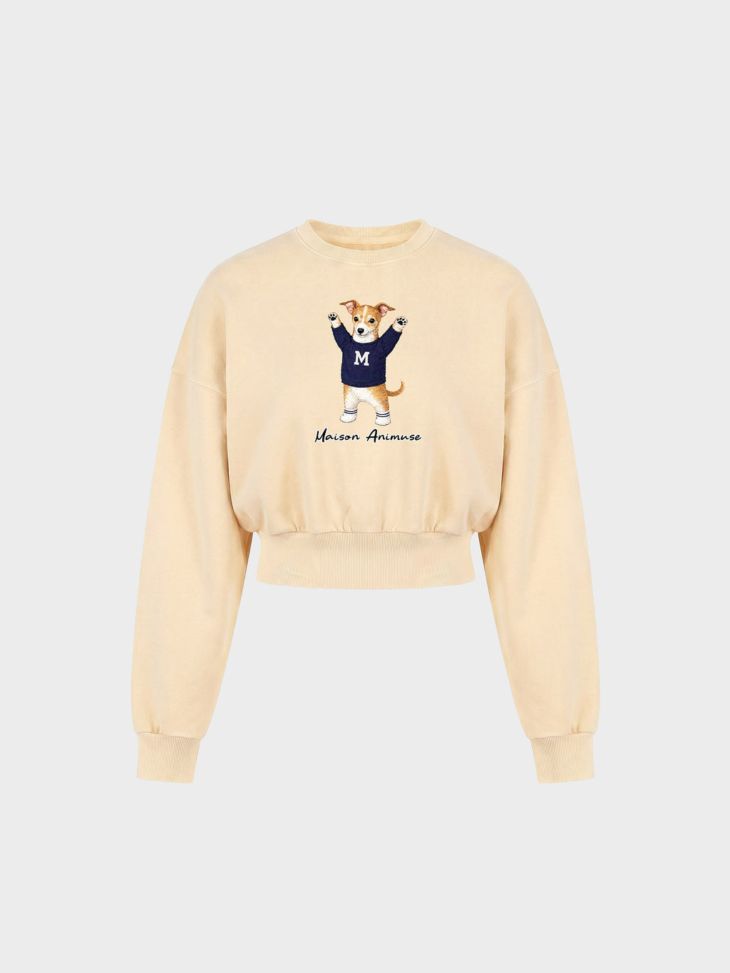 Womens Cotton Blend Cropped Crewneck Sweatshirt - Sable and White Italian Greyhound