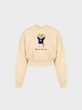 Womens Cotton Blend Cropped Crewneck Sweatshirt - Sable and White Italian Greyhound