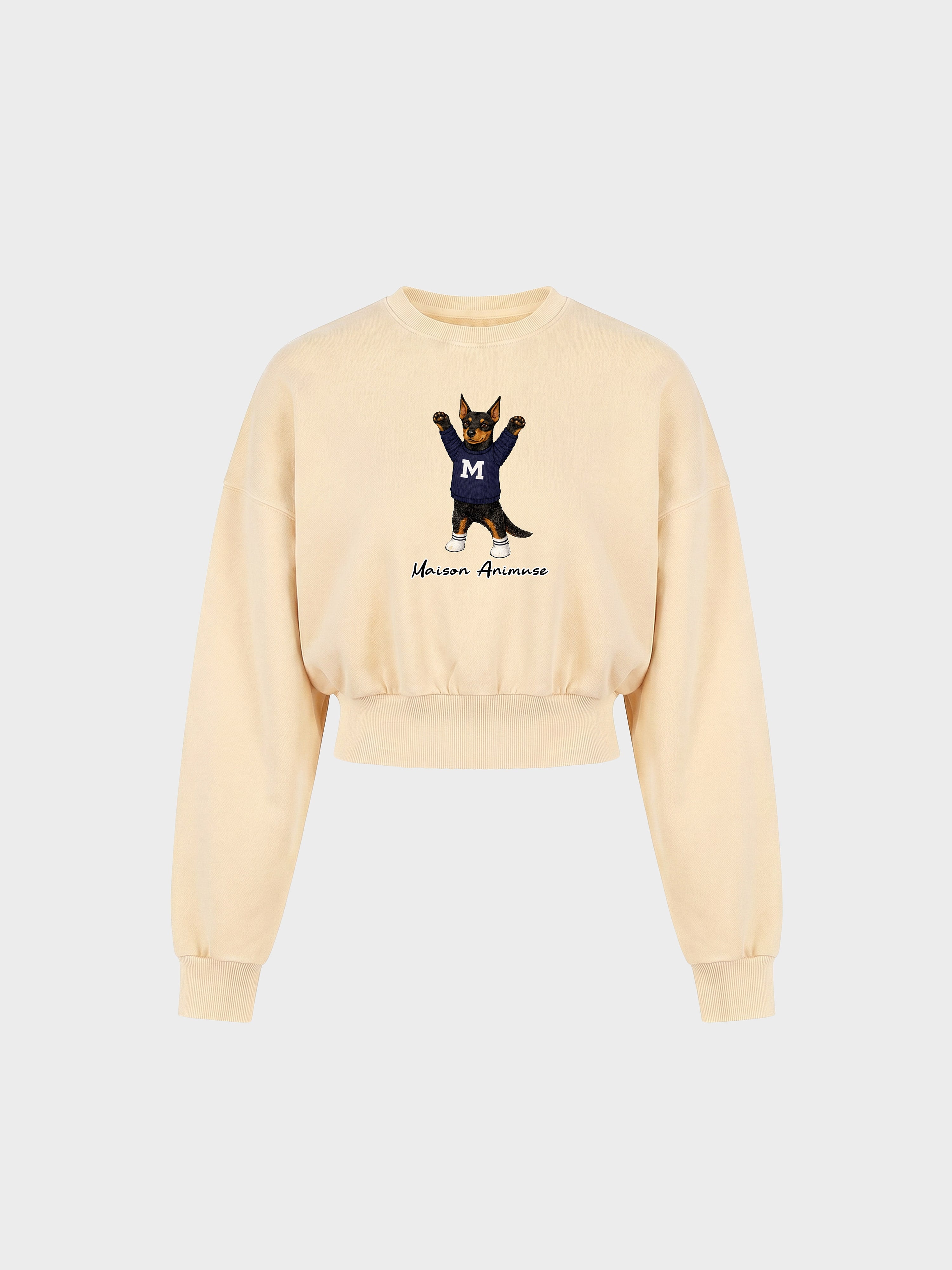 Womens Cotton Blend Cropped Crewneck Sweatshirt - Doberman Pinscher