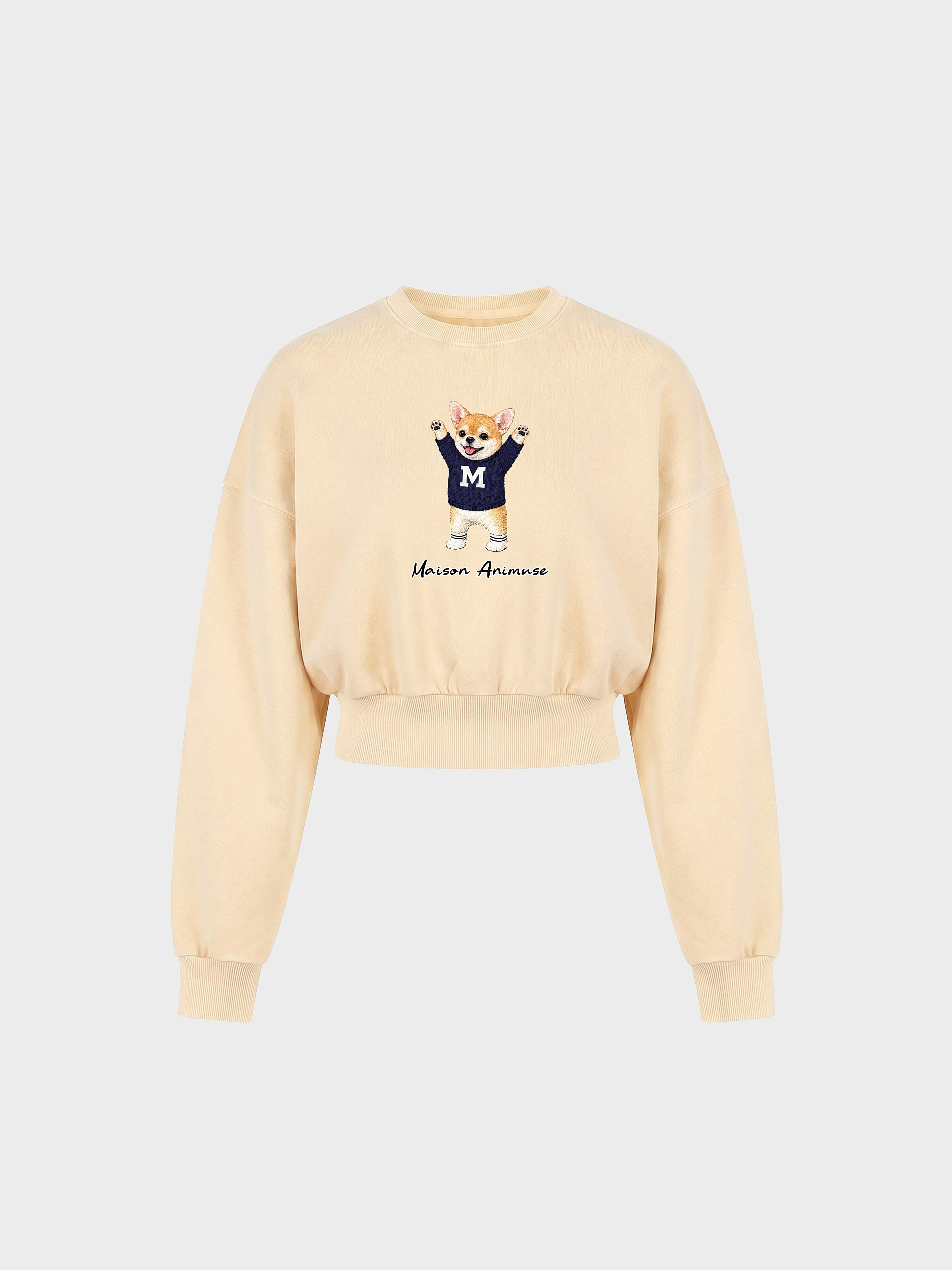Womens Cotton Blend Cropped Crewneck Sweatshirt - Chihuahua