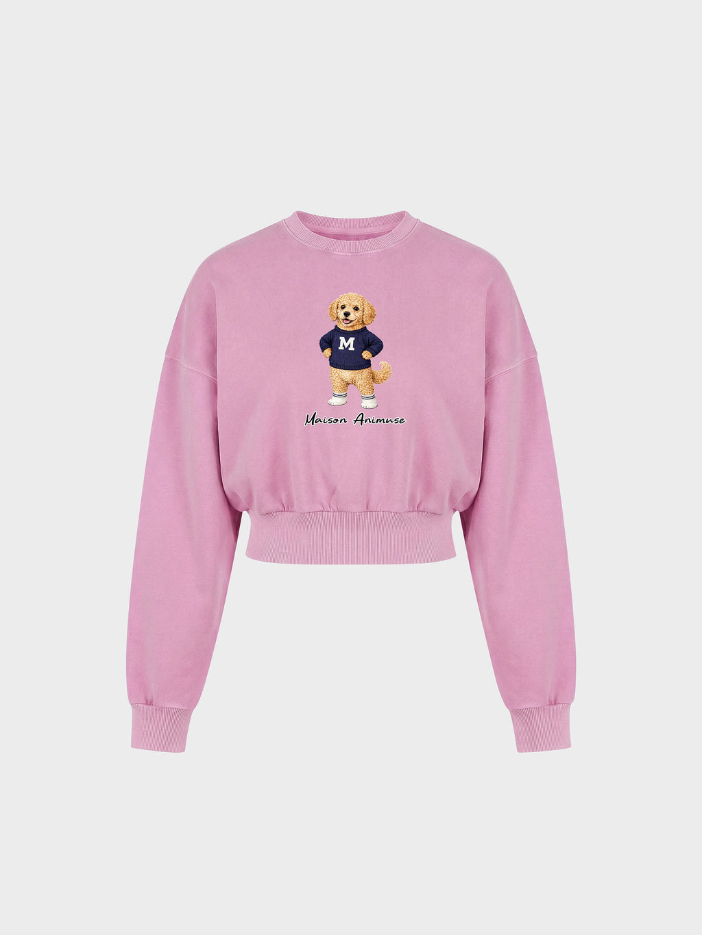 Womens Cotton Blend Cropped Crewneck Sweatshirt - Goldendoodle