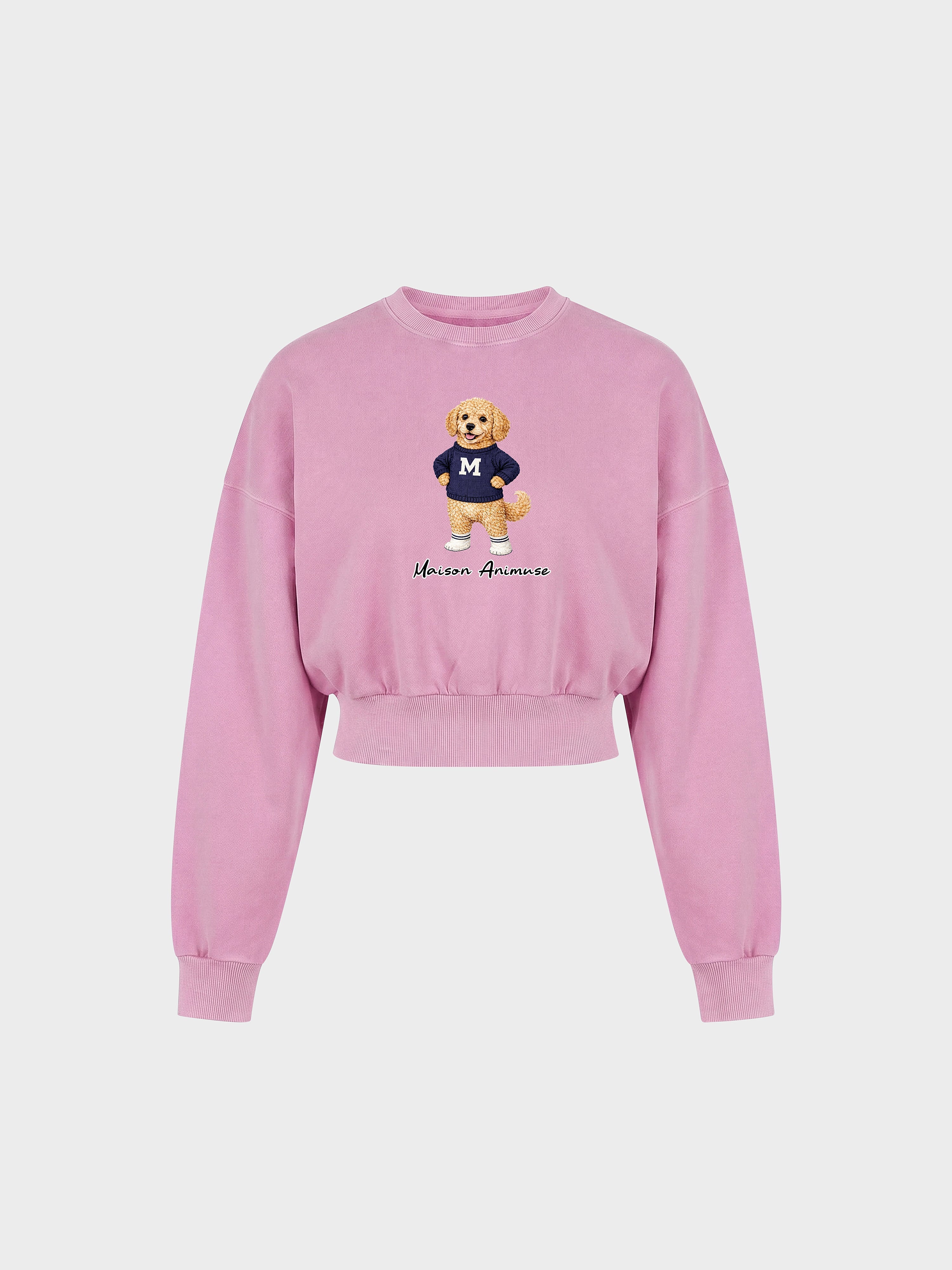 Womens Cotton Blend Cropped Crewneck Sweatshirt - Goldendoodle