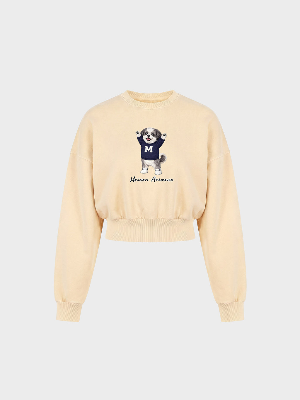 Womens Cotton Blend Cropped Crewneck Sweatshirt - Shih Tzu