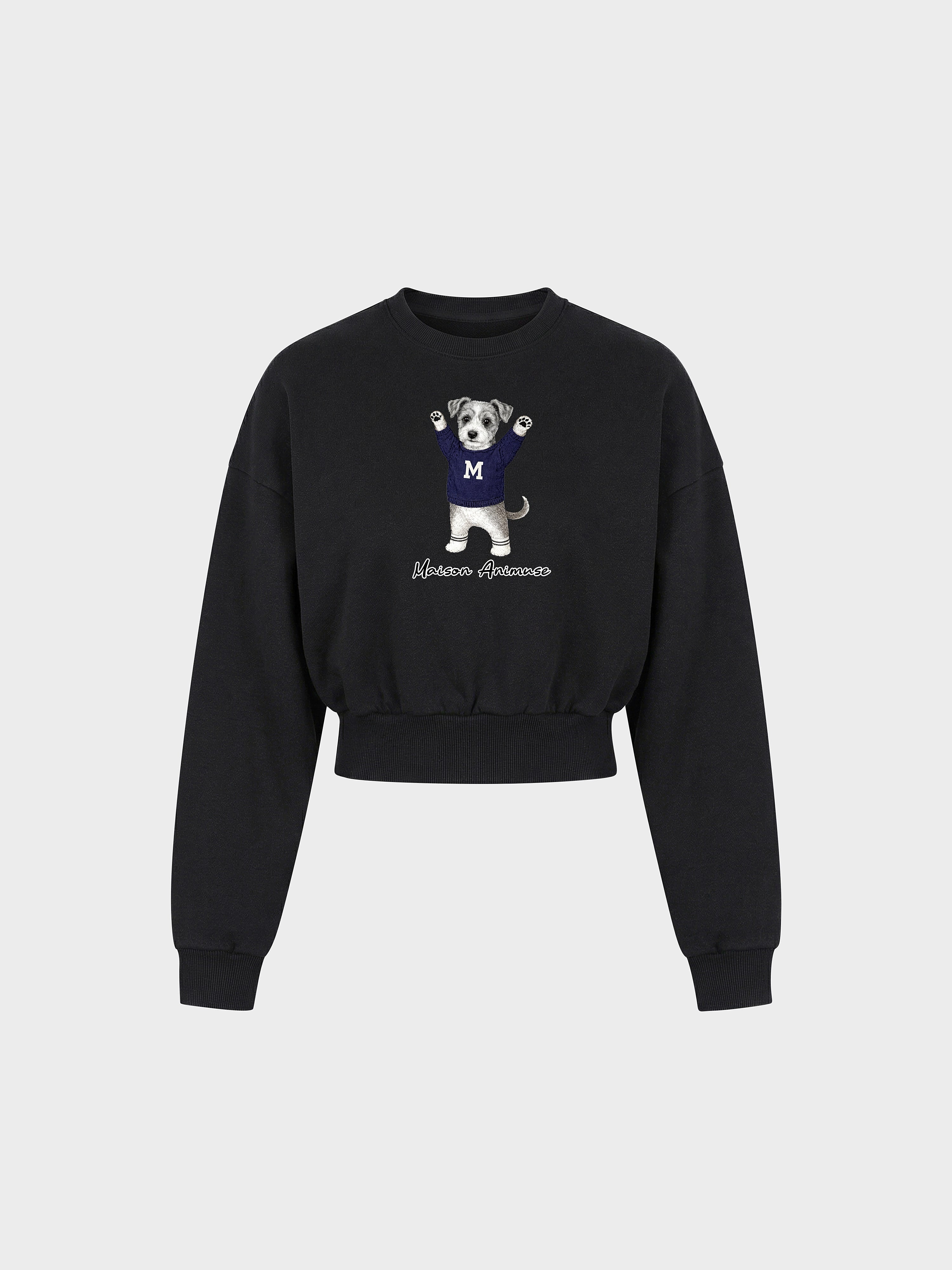 Womens Cotton Blend Cropped Crewneck Sweatshirt - Schnauzer