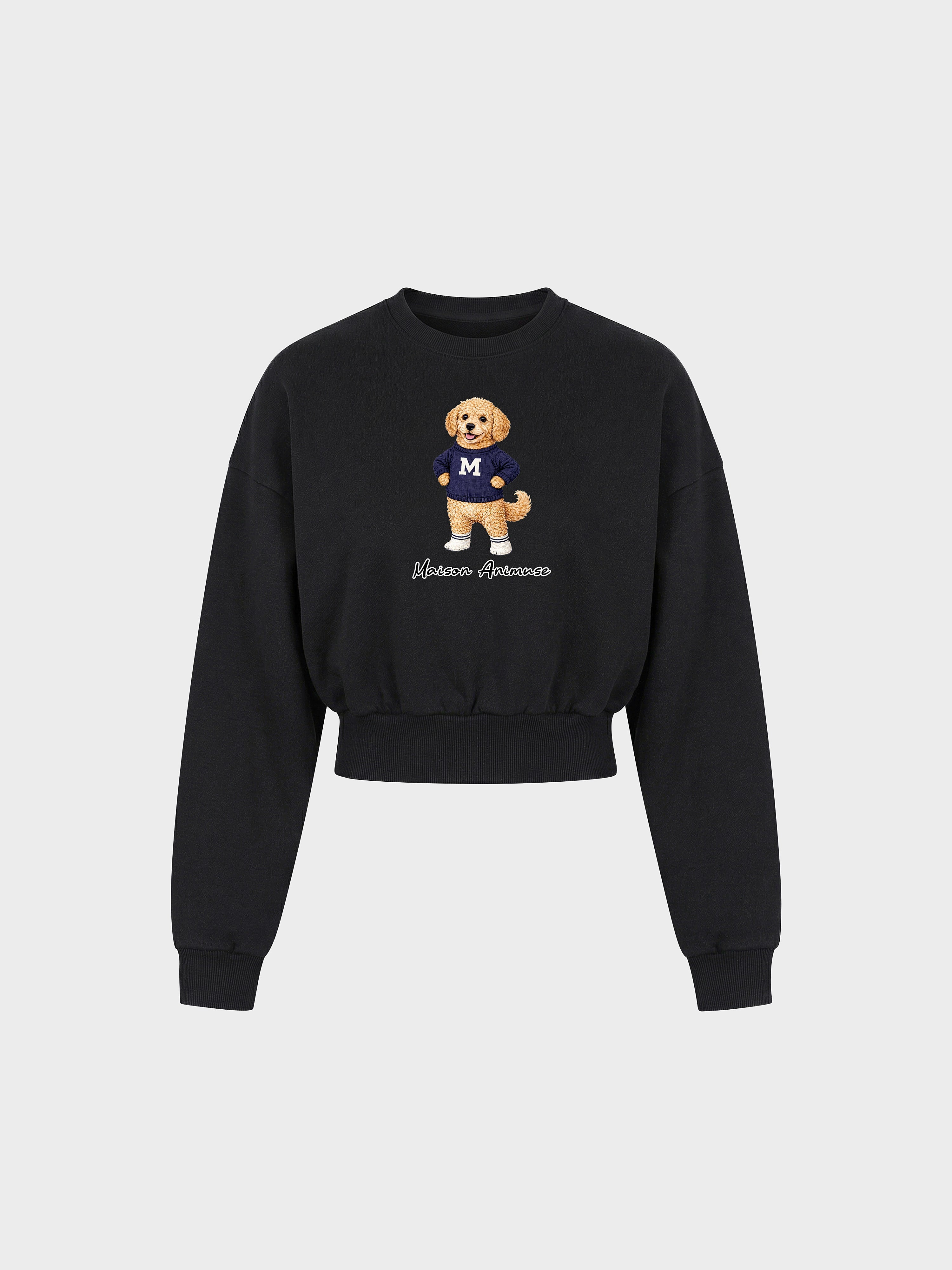 Womens Cotton Blend Cropped Crewneck Sweatshirt - Goldendoodle