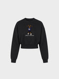 Womens Cotton Blend Cropped Crewneck Sweatshirt - Doberman Pinscher