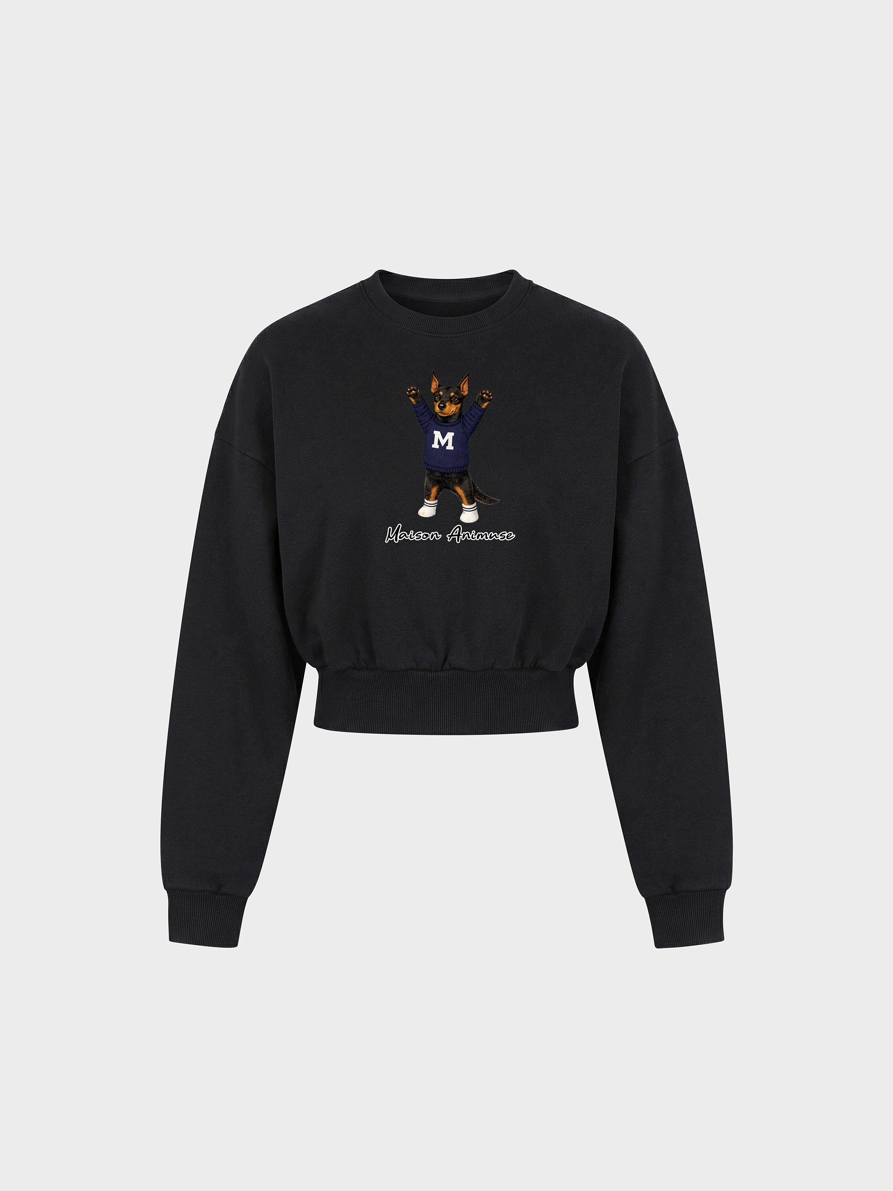 Womens Cotton Blend Cropped Crewneck Sweatshirt - Doberman Pinscher