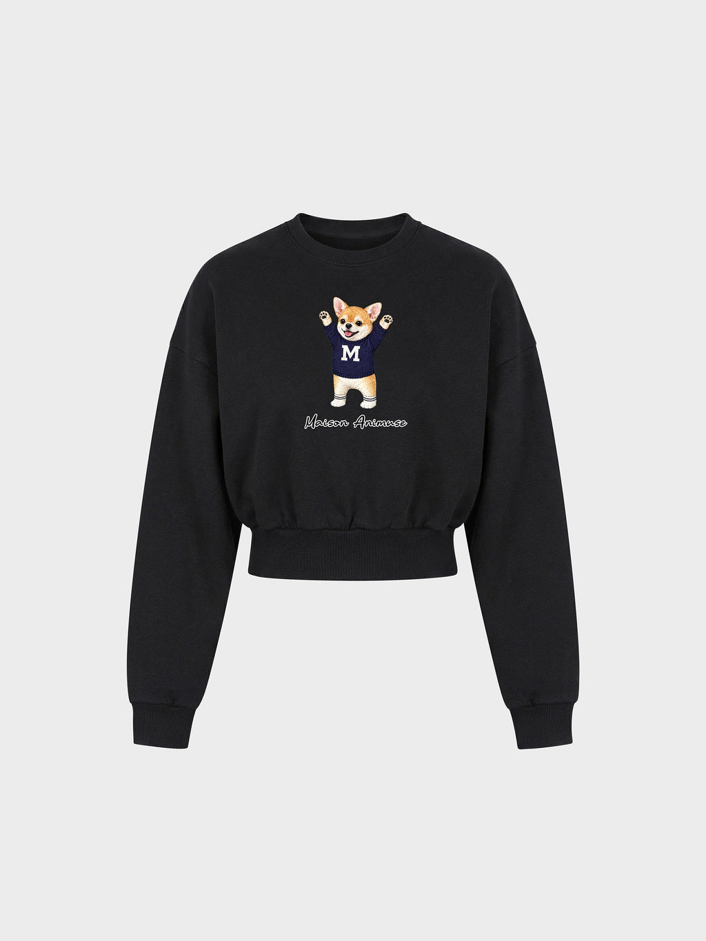 Womens Cotton Blend Cropped Crewneck Sweatshirt - Chihuahua