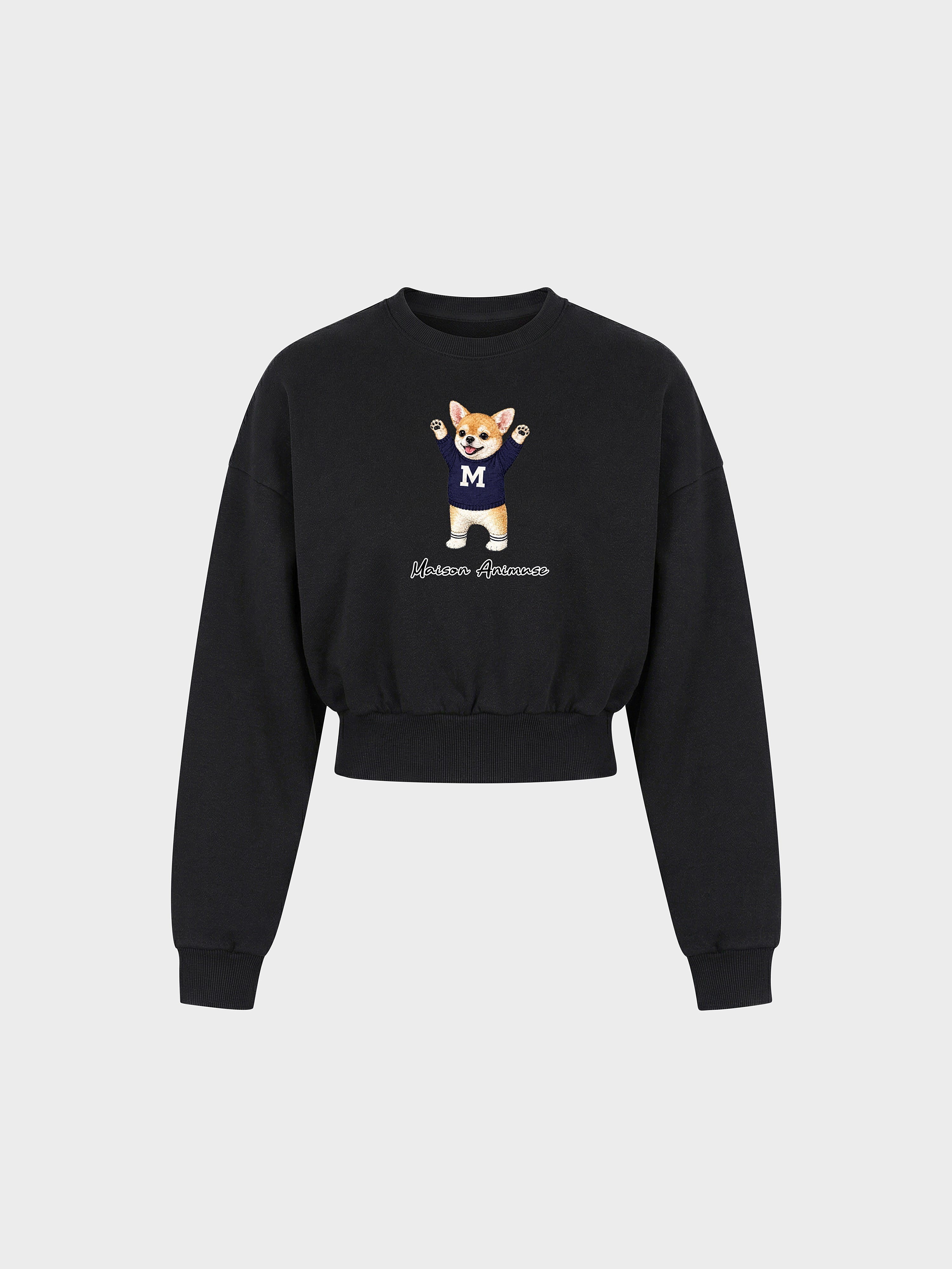 Womens Cotton Blend Cropped Crewneck Sweatshirt - Chihuahua