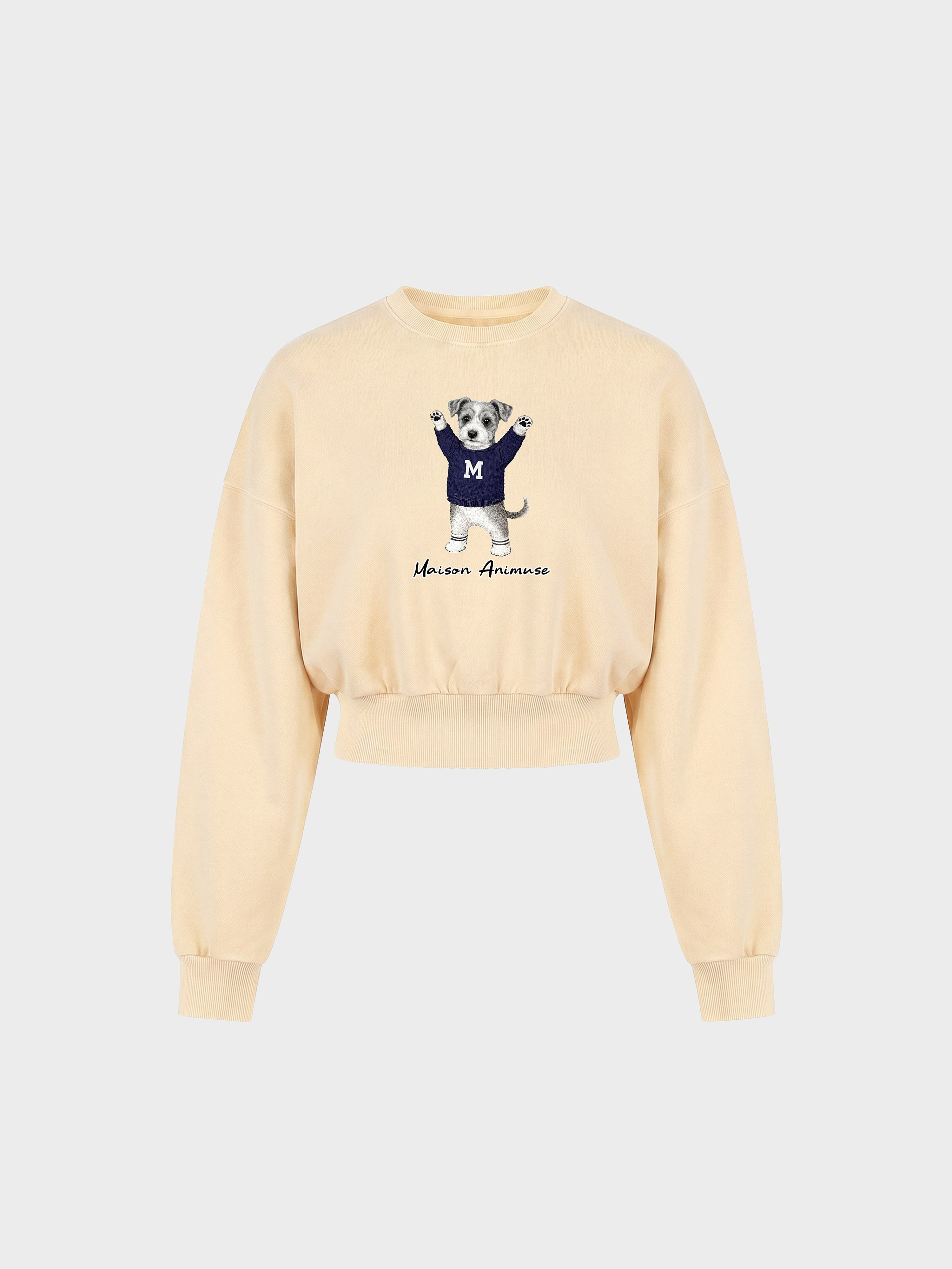 Womens Cotton Blend Cropped Crewneck Sweatshirt - Schnauzer