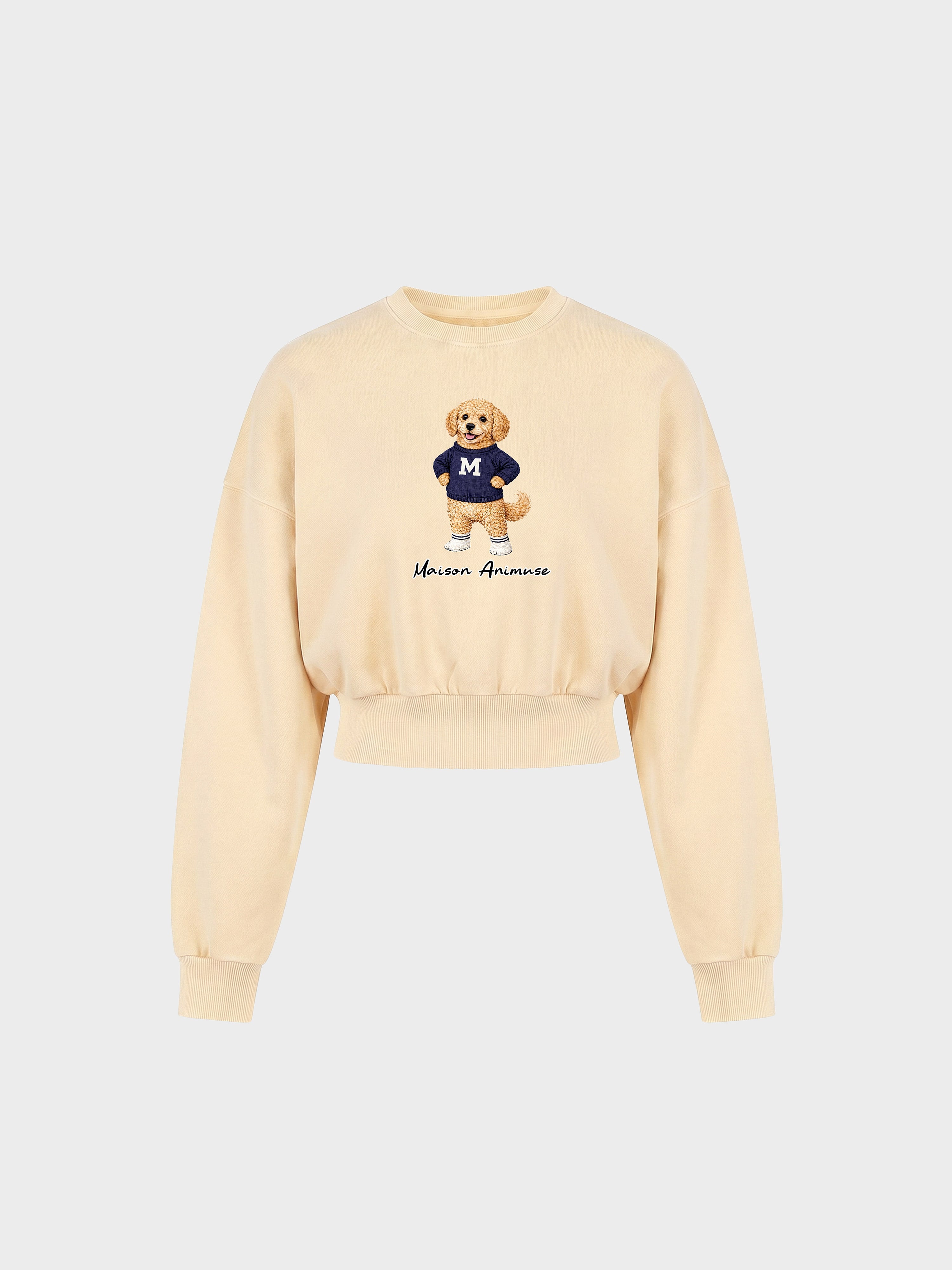 Womens Cotton Blend Cropped Crewneck Sweatshirt - Goldendoodle