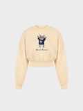 Womens Cotton Blend Cropped Crewneck Sweatshirt - Blue French Bulldog